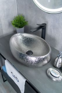 Раковина Gid 9030s 52235 накладная хром 48x34x15